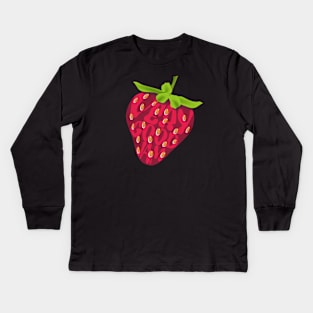 Very Good Jam - Red Strawberry with Red Lettering Kids Long Sleeve T-Shirt